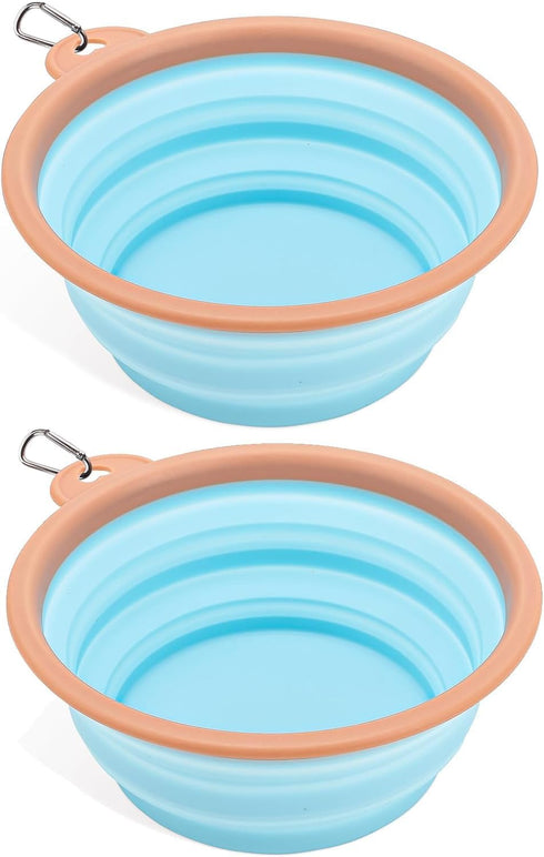 Collapsible Dog Bowls for Travel Portable Pet Food Water Bowl Foldable Silicone Food Dish with Carabiner Clip, BPA Free, Perfect for Feeding Small...