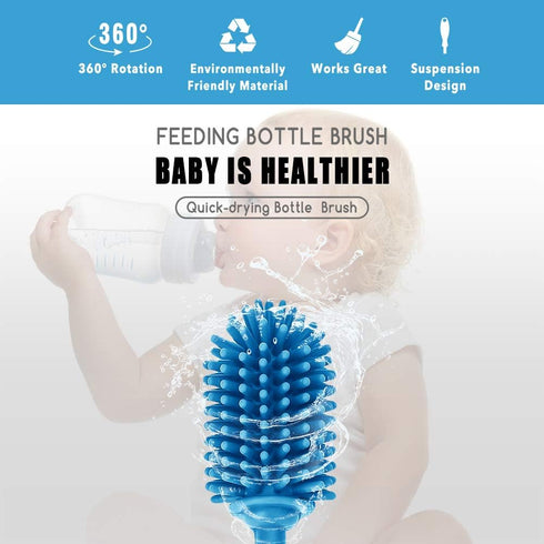 Silicone Bottle Cleaning Brush with Long Handle, Water Bottle Cleaner for Baby Bottles, Hydro Flask, Sports Bottle, Vase, Glassware, Perfect for S...