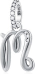 Complete Initial A-Z 26 Letter Dangle Charms, 925 Sterling Silver Dangling CZ Stone Alphabet Beads, fits European Bracelet Necklace, Gift for Moth...