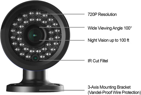 1 Pack Analog HD 720p Wired Bullet Camera (Black, Camera Only, Compatible with Night Owl DVRs Certified)...