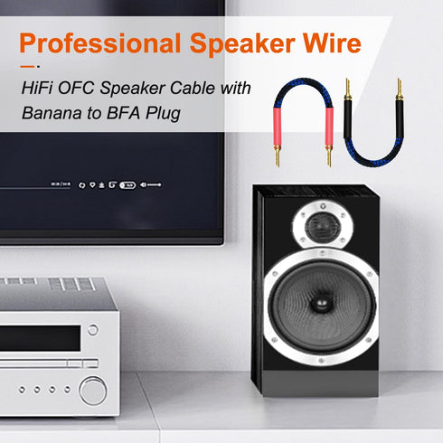 UCINNOVATE 11 AWG HiFi BFA Z Plugs Banana Speaker Cables, 4 Pack 20cm Audiophile OFC Gold Plated Speaker Wire with BFA Banana Plug for HiFi Audio ...