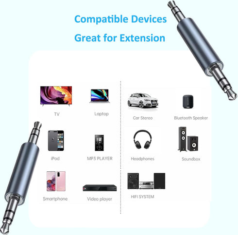 3.5mm Male to Male Audio Adapter 3.5mm Stereo Male Coupler Adapter Connector, 3.5mm 1/8" TRS Stereo Plug Jack Adapter, Compatible with Car AUX Aud...