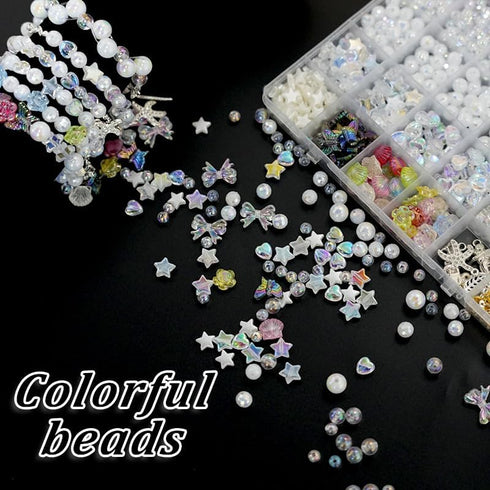funluck 400+pcs Bead Bracelet Kit,8/10MM Colorful Beads Kit,Bubble Beads for Jewelry Making,Star/Butterfly/Shell/Flower Beads Kit with Charms and ...