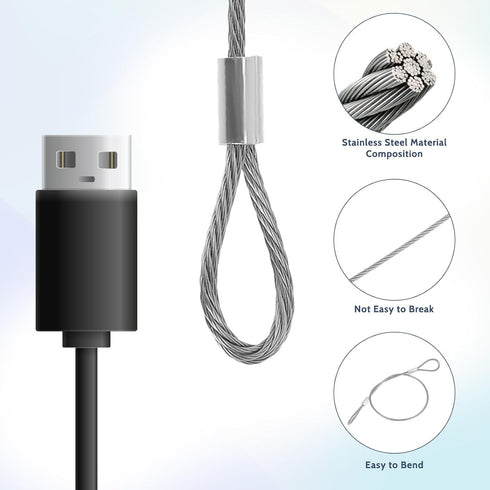 5PCS Safety Cable Lock with loops 12 inch Steel Cable for Locks Luggage Lock Security Wire Rope with Double Loop Safety Cable Lock Braided Steel C...