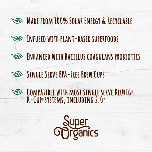 Super Organics Awake Black Tea Pods With Superfoods & Probiotics Keurig K-Cup Compatible Energy, Revitalizing, Refreshing Tea USDA Certified Organ...