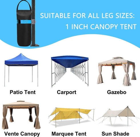 Canopy Weights Set Fits All Canopy Poles up to 1 inch Wide and Removal to Secure Tents, Canopies, and Umbrellas at Outdoor Events (Blue)...
