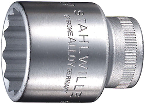 Stahlwille 03010024 1/2-Inch (12.5 mm) 12-Point Bi-Hex Socket, Made of Steel, Chrome Plated with Anti-slip Drive Profile, Thin-Walled, Size 24 mm,...