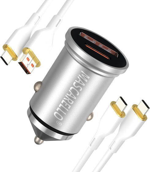 USB C Car Charger Fast Car Charger Port Adapter, 20W QC3.0 Mini Car Cigarette Lighter USB Type C 3A Output Car Charger (Silver)...