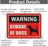 2 Pack Beware of Dog Signs 10 x 7 Inches Metal Dogs Warning Sign for Fence Yard Door Gate Lawn Reflective Sturdy Rust Aluminum Waterproof Easy to ...