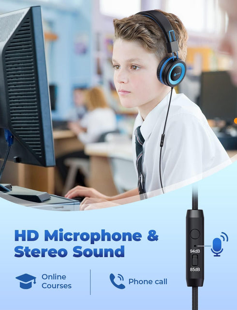 iClever HS14 Kids Headphones with Microphone, 85/94dB Volume Limited, Foldable Wired Kids Headset for Boys/Girls/Tablet/Travel/School......