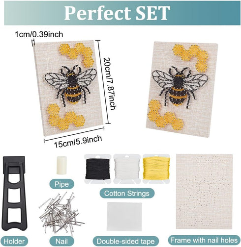 WEBBEDY 3D String Art Kit DIY Bee String Arts and Craft Kits for Adults Beginners Include All Necessary Accessories and Wooden Frame, Home Wall De...