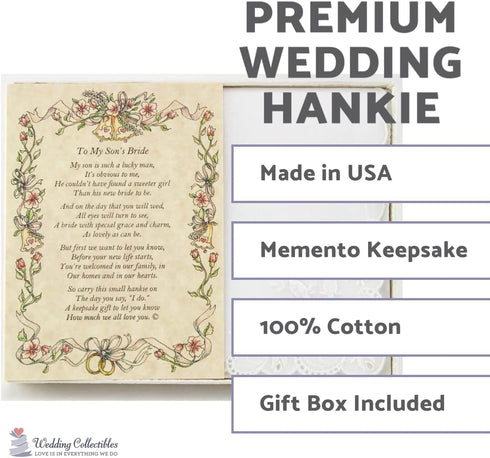 Wedding Handkerchief Poetry Hankie - Options for Entire Wedding Party & Family | Wedding Keepsake, Beautiful Poem | Long-Lasting Memento | Include...