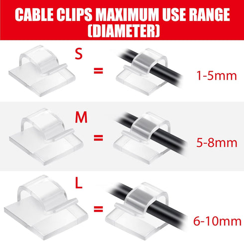 Maitys 60 Pieces Christmas Cable Clips with Adhesive, Heavy Duty Hooks for Outdoor Light Clips with Tapes, 3 Size Decoration Self Adhesive Strips ...