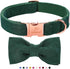 Green Dog Collars for Small Dog,Cute Corduroy Dog Collar with Bow Tie Safety Metal Buckle Adjustable Puppy Collars for Small Medium Large Boy&Girl...