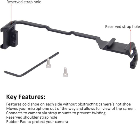 Dual Cold Shoe Adapter Relocation Plate, Easy Hood Microphone Extension Cold Shoe Mount Bracket for Sony Alpha A6400 ILCE-6400 Camera, Vlogging Vi...