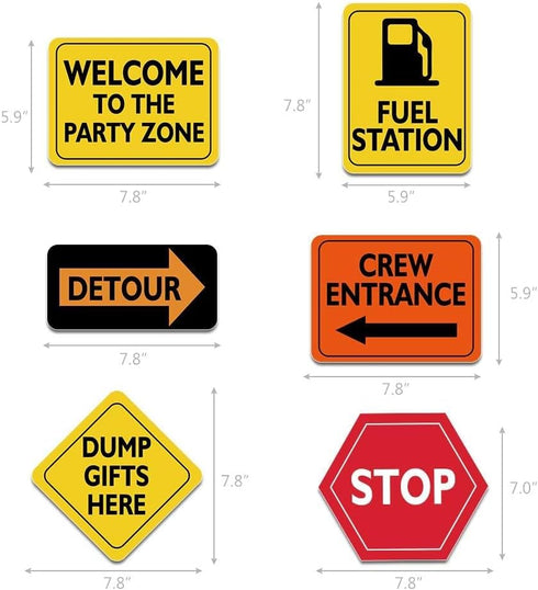 WERNNSAI Construction Party Decorations - 12 PCS Construction Signs Birthday Party Supplies for Boys Kids Truck Birthday Cutouts Traffic Road Sign...