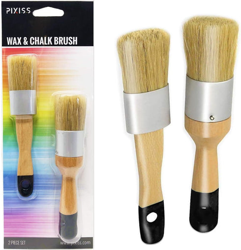 Chalk Furniture Paint Brushes for Furniture Painting, Milk Paint, Wax, Stencil Brushes, Home Furniture Paint - 2 Piece Round Chalked Paint Brushes...