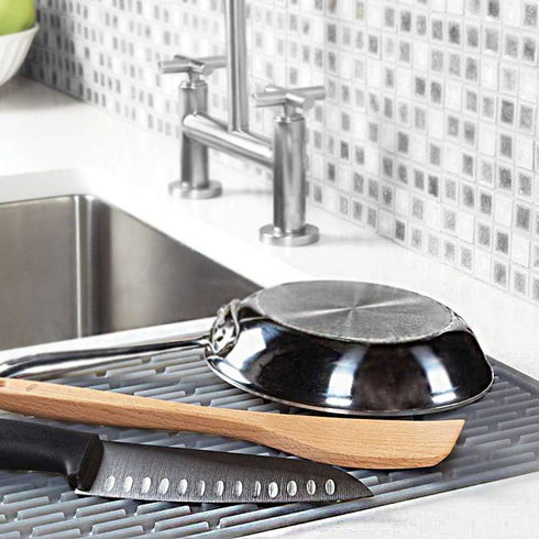 Dish Mat Silicone Dish Drying Mats Works For Drying Stemware Cocktail Glasses Silverware Pots Pans Knives and Dish Rack for Kitchen Counter Sink B...