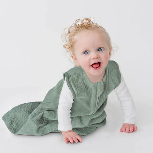 PRIMLECT Baby Sleep Sack 6-12 Months, Muslin Baby Wearable Blanket?2-Way Zipper Toddler Sleeping Sack, Light & Breathable Sleep Sacks 0.5 TOG...
