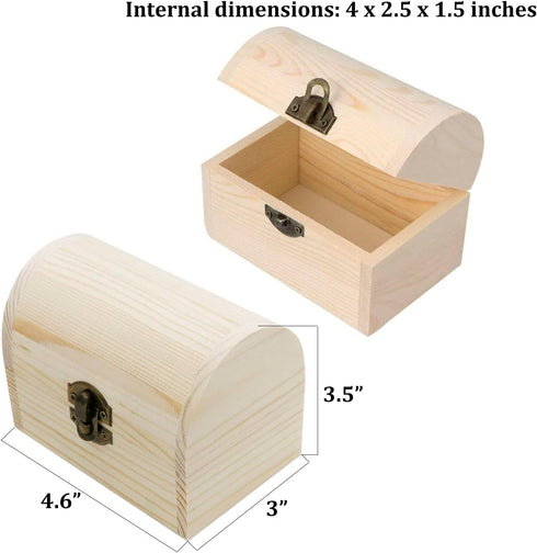 Plain Unfinished Wood Box, Unpainted Wooden Jewelry Box DIY Craft Storage Treasure Chest Toy Case...