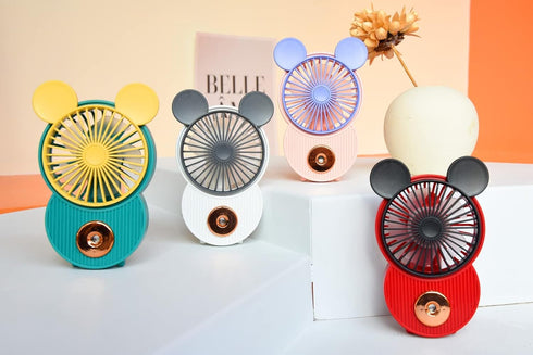 Cute Mickey Misting Mini Fan, Handheld Portable USB Rechargeable Fan with 3 Adjustable Speeds, Foldable Personal Fan For Travelling(Green&White)...
