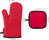Set of 4 Oven Mitts and Pot Holders, 482 F Heat Resistant Hot Plate Moving Non-Slip Gloves for BBQ, Grill, Baking, Cooking, Oven, Microwave (Red)...