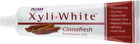 NOW Solutions, Xyliwhite™ Toothpaste Gel, Cinnafresh, Cleanses and Whitens, Clean and Fresh Cinnamon Taste, 6.4-Ounce...