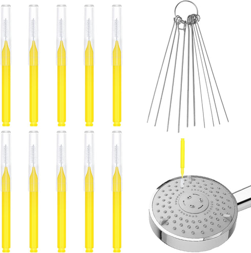 10pcs Shower Head Cleaners, with 10pcs Needle Picks Anti-Clogging Shower Head Cleaning Brush Tiny Crevice Cleaner Tool for Small Holes Gaps Nozzle...