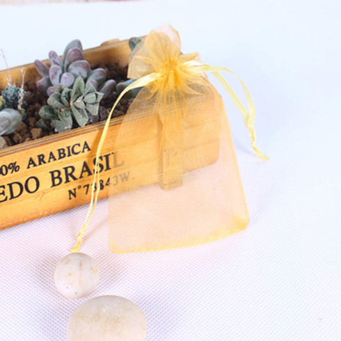 100pcs 5x7 inch Gifts Wrap Bags Gold, Organza Sheer Fabric Bulk, Drawstring Reusable Recycled Pouch for Baby Shower Favor, Craft Business, Beach, ...