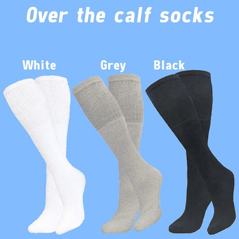 Mens White Tube Socks for Men - Mens Over the Calf Socks - Knee High Long Socks Size 13-17...