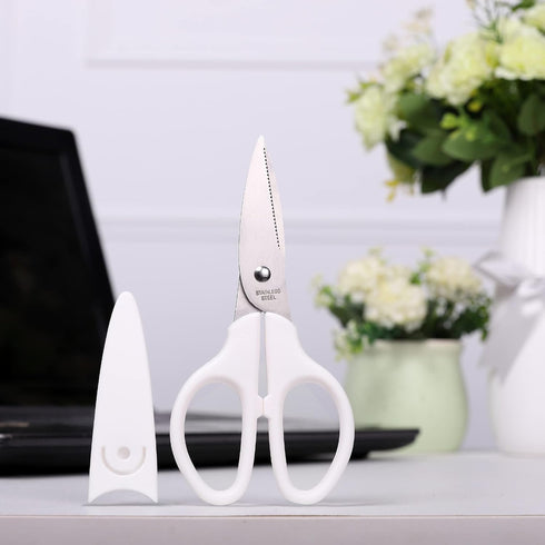 6in Multipurpose Scissors, Comfort Grip, Stainless Steel Sharp Basic Shears for Office Home Household Kitchen School Craft Supplies w/Protective C...