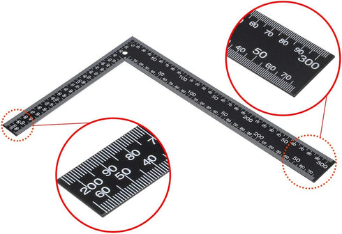 uxcell Leathercraft Black Tempered Stainless Steel Measuring Square Ruler for DIY Leather Handmade Sewing Tools 0-300mm 0-12inch Scale...