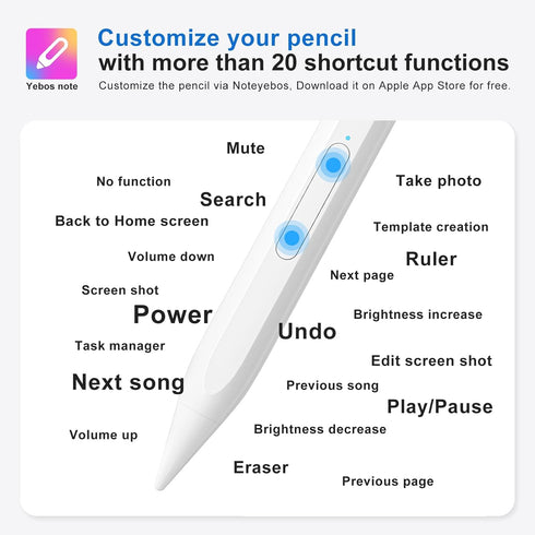 Stylus Pen for ipad, 10 Mins Charge Apple Pencil 1st/2nd Generation Bluetooth, Apple iPad Pen, Custom Shortcut Key, Palm Rejection,Tilt Sensitivit...