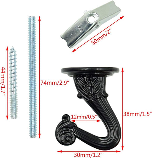 Hxchen 38mm/1.5" Ceiling Hooks - Heavy Duty Swag Hook with Steel Screws Bolts and Toggle Wings for Hanging Plants Ceiling Installation Cavity Wall...