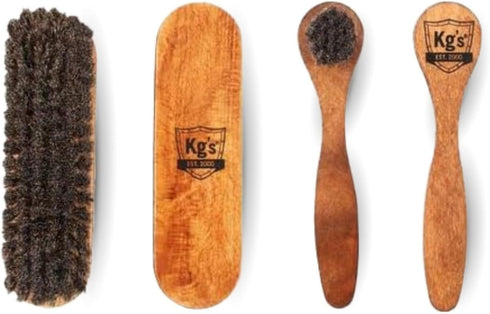 Kg’s Shoe Shine Brush and Applicator Set – Horsehair Shine Brushes and Polish Applicators with Durable Wooden Handles, Great Addition to Any Shoe ...