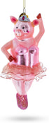 Graceful Pig Dancing Ballet Blown Glass Christmas Ornament...