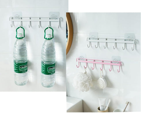 YYaaloa 2Pack of Wall Hooks Coat Hat Hook White Rack with 6 Hooks Key Hanger Clothes Holder Coffee Mug Holder Kitchen Bathroom Housekeeper Home Or...