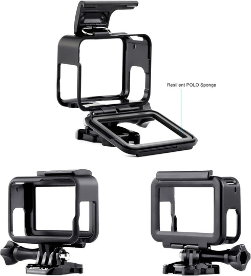 Frame Mount Housing Case for GoPro Hero 7 6 5 Black, Hero 7 Silver, Hero 7 White, Hero (2018) Cameras - Includes Quick Release Buckle and Tripod A...