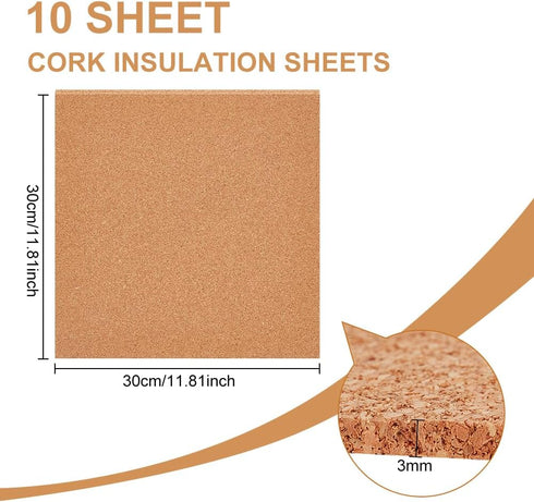 BENECREAT 8 Pack 12x12 Inch Cork Board 3mm Thick Cork Board Tiles Square Cork Tiles Coaster Cork Sheets Tiles for Bulletin Boards, Wall Decoration...