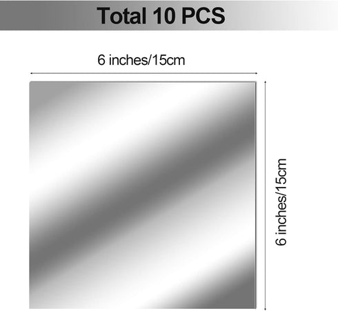 Flexible Mirror Sheets Self Adhesive Non Glass Mirror Tiles Stickers for Home Wall Decor(10 Pieces,6 x 6 Inches)...