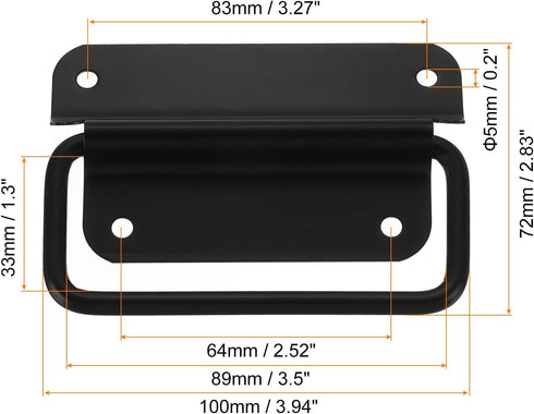 uxcell Chest Handles, 2Pcs - Stainless Steel Folding Handle, Pull Handles for Wooden Box Tool Box Industrial Equipment Box Cutting Board Trunk (Bl...