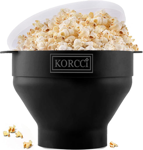 The Original Korcci Microwaveable Silicone Popcorn Popper, BPA Free Microwave Popcorn Popper, Collapsible Microwave Popcorn Maker Bowl, Dishwasher...