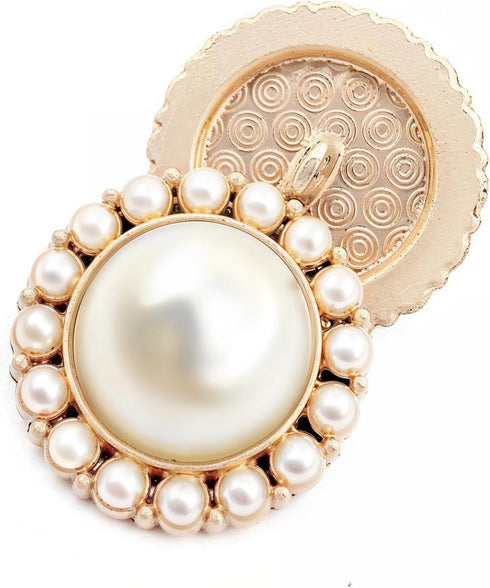 1" Artificial Pearl Golden Metal Sewing Shank Buttons 10 PCS...