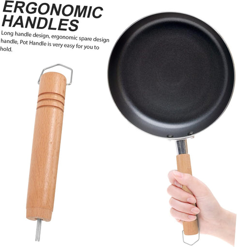 OSALADI Replacement Pot Handle 2pcs long handle removable handle grip pot side handle solid wood Pot handle cookware part cookware supplies wok wo...