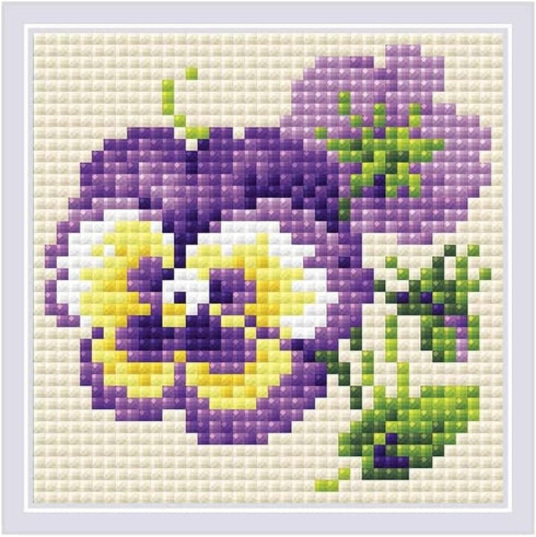 RIOLIS Diamond Mosaic Embroidery Kit 4"X4"-Pair of Pansies...