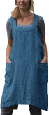 Cotton Linen Apron for womens Cross Back Apron Pinafore Dress for Baking Cooking Gardening Work...