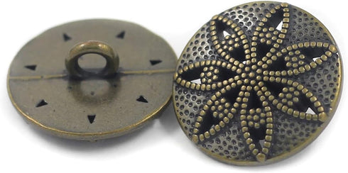 Bezelry 12 Pieces Marquise Petals Metal Shank Buttons 20mm (3/4 inch) (Antique Brass)...