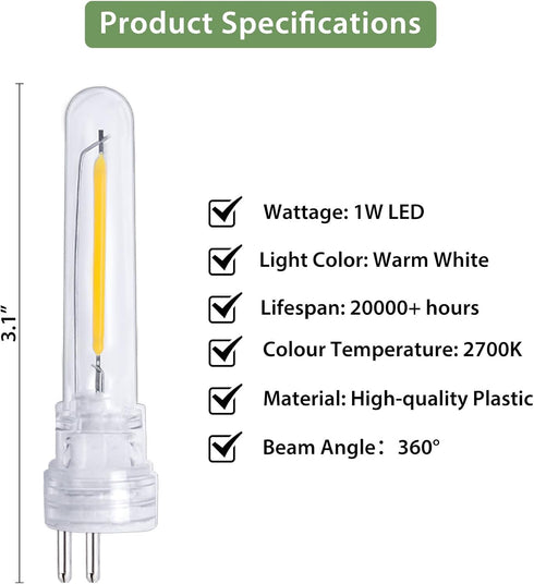 String Lights Replacement LED Bulb Filament 6 Packs, 2700K Warm White, S14 Light Bulb Accessories, Shatterproof Waterproof and Dimmable...