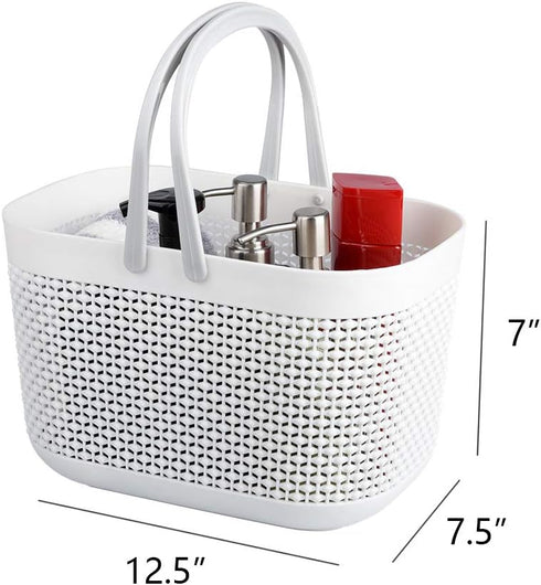 UUJOLY Plastic Organizer Storage Baskets with Handles, Shower Caddy Bins Organizer for Bathroom and kitchen?White?...