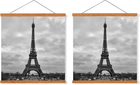 FALAMON 2 Pack Magnetic Poster Hanger Frame, 12x16 12x18 12x24 Teak Wood Magnet Poster Frame for Hanging Posters, Prints, Photos, Pictures, Maps, ...